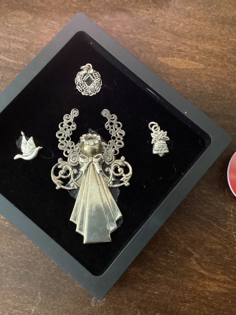 Handcrafted Jewelry Christmas tree silver tone angel reversible framed art - Picture 4 of 9